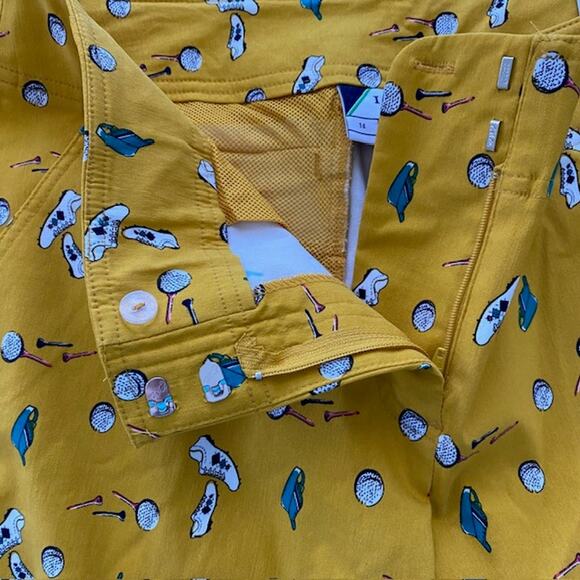 IZOD Golf Pedal Pushers Pants Cropped Capri Mustard Yellow Retro Women 14 NWT - Picture 8 of 14